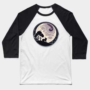 Magical fox and moon dark silhouette design Baseball T-Shirt